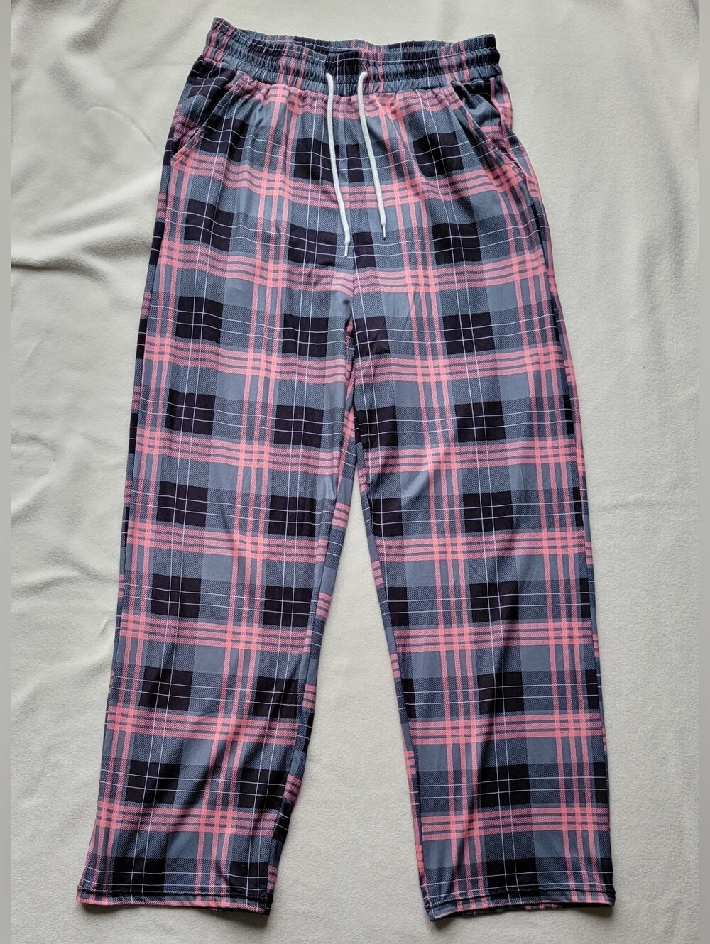 Pink and Gray Plaid Lounge Pants